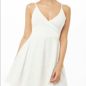 Forever21 White Surplice Skater Dress | S